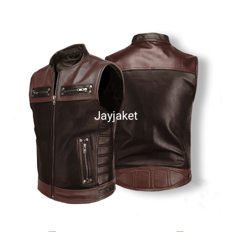 Rompi Kulit Vest Kulit Bikers Motor Touring