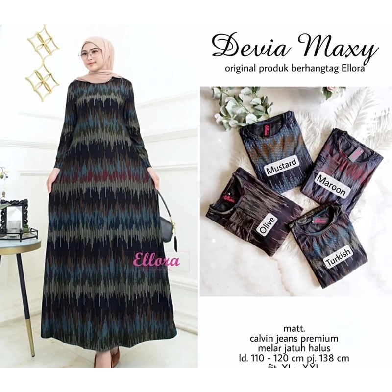 Devia Maxy - Gamis Calvin Jeans Terbaru LD110+  Jumbo / R.22 - 023-6796