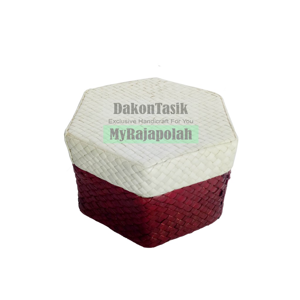 DT - 17139 Toples Anyaman Pandan Tempat Penyimpanan Perhiasan Dan Aksesoris Segi Enam