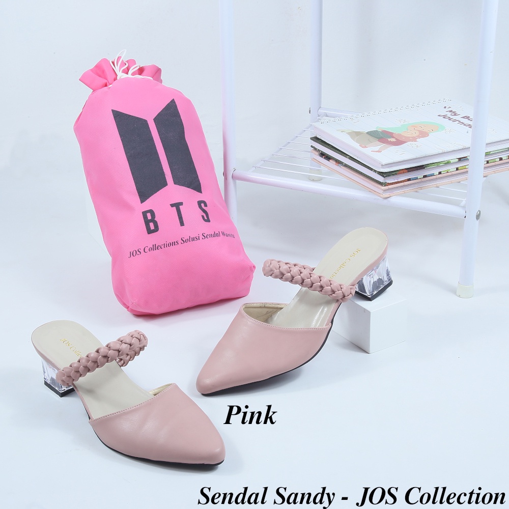 Sendal Wanita Mules Terbaru Hak Kaca Tinggi 5 cm - Sandy by JOS Collection