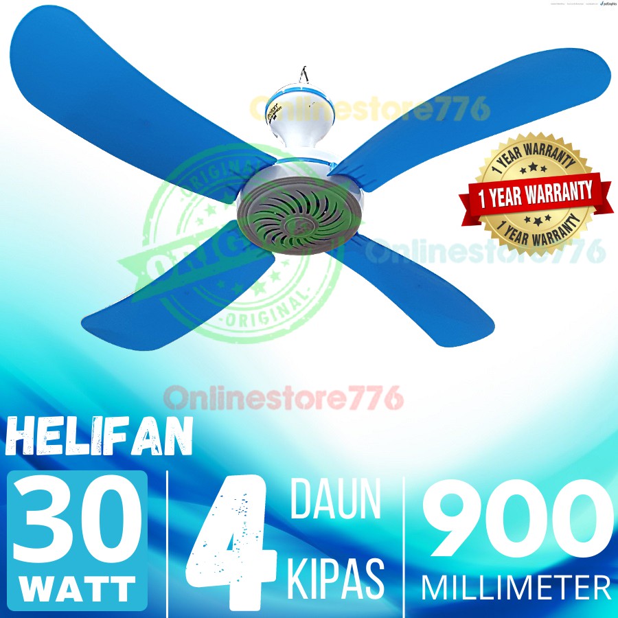  Kipas  Angin  Gantung 30  W Helifan 30  Watt 4 Baling 