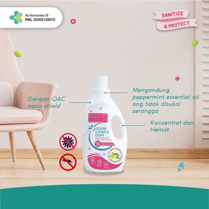 BERRYC Floor Cleaner &amp; Coat 1L / Pembersih Lantai