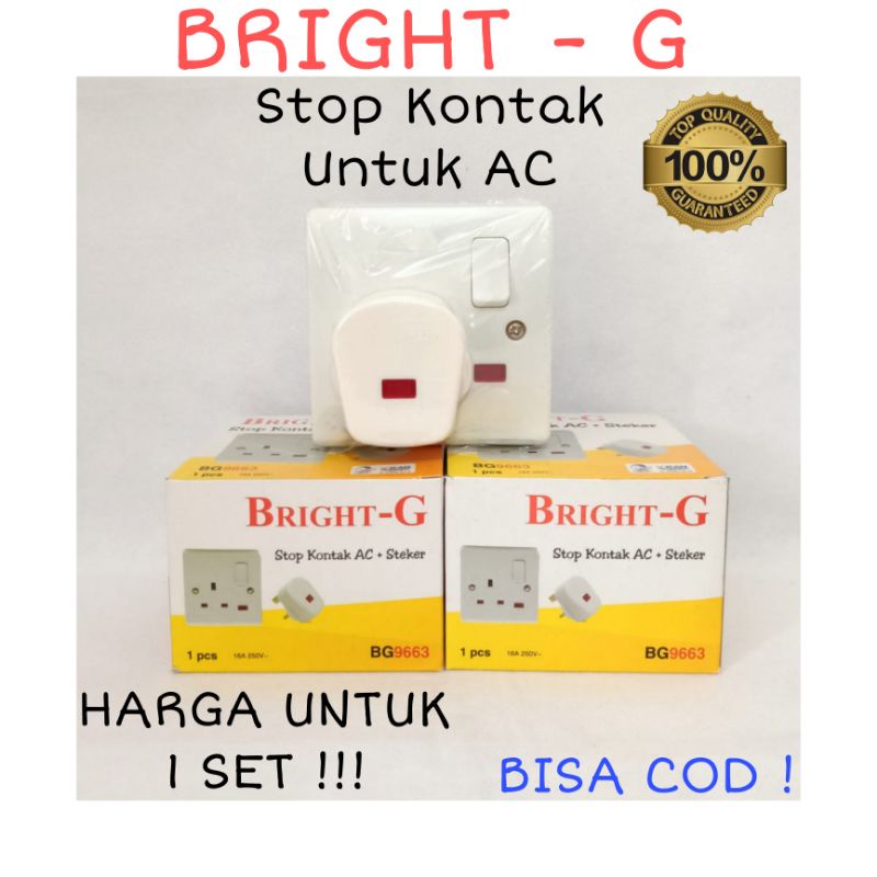 Stop Kontak AC + Steker BRIGHT G BG9663 / STOP KONTAK AC STEKER BRIGHT-G