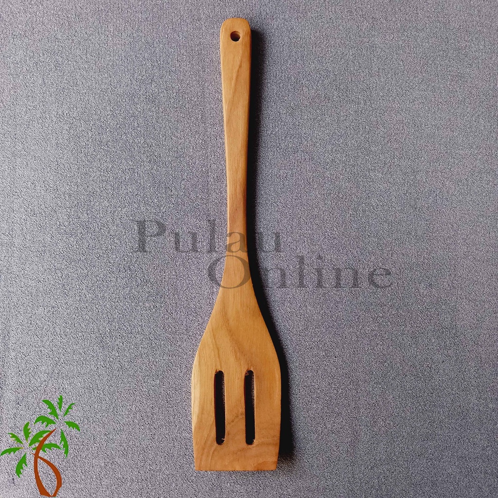 Spatula kayu Lobang 2 30cm - spatula kayu jati premium