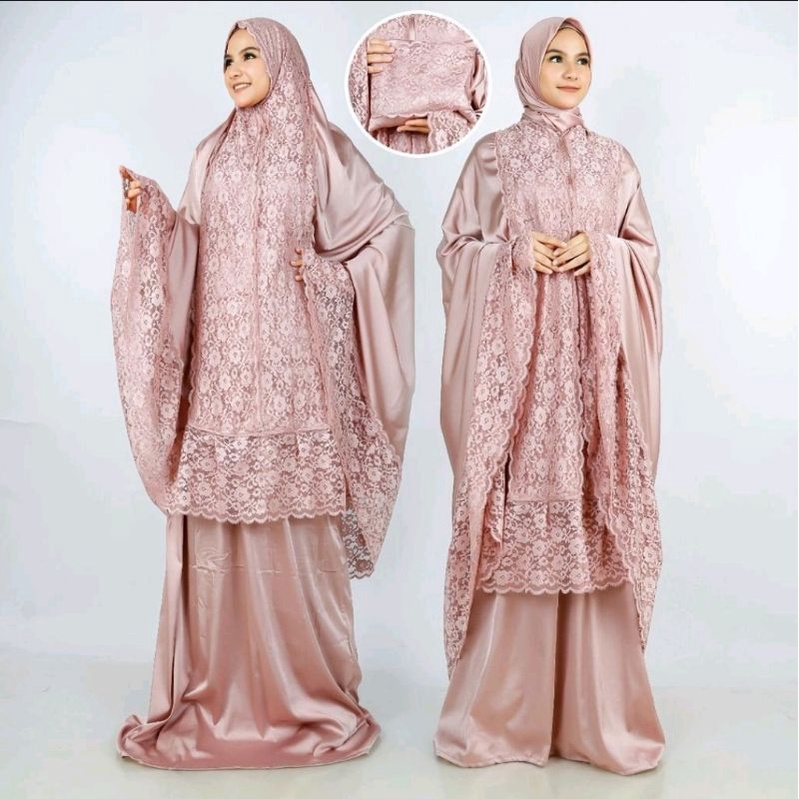 Mukena Zara Armani Silk - Mukena Premium Renda - Mukena 2in1