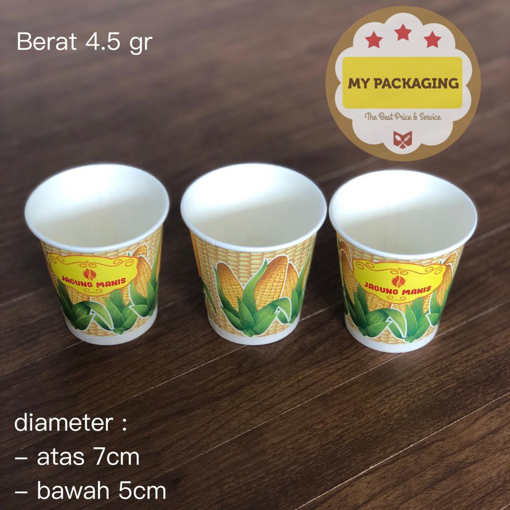 Paper Cup Print / Cetak Motif JAGUNG 6,5 oz isi 50pcs / Gelas JAGUNG 6.5 oz tanpa tutup