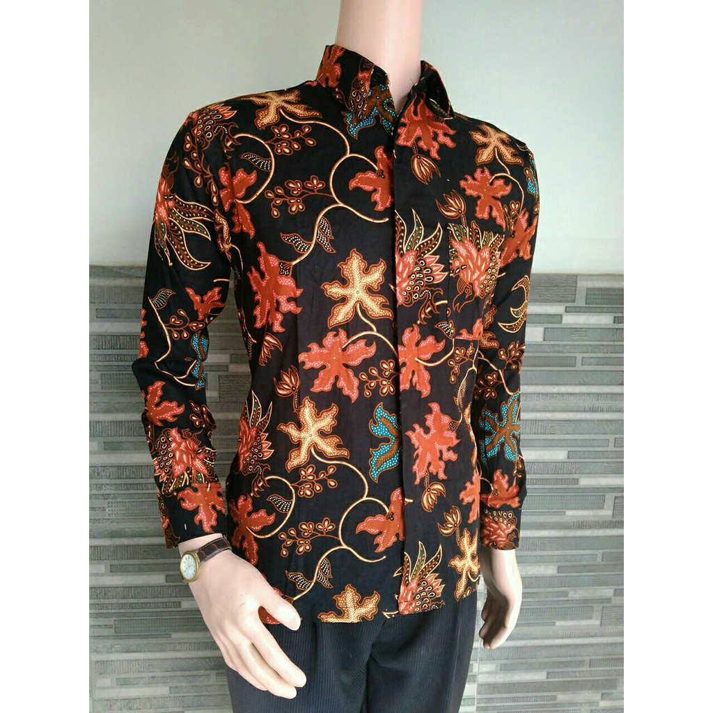 BSWART BATIK HRB026 Kenongo Hem Pendek Padi Pekalongan M L XL Batik Pria MURAH