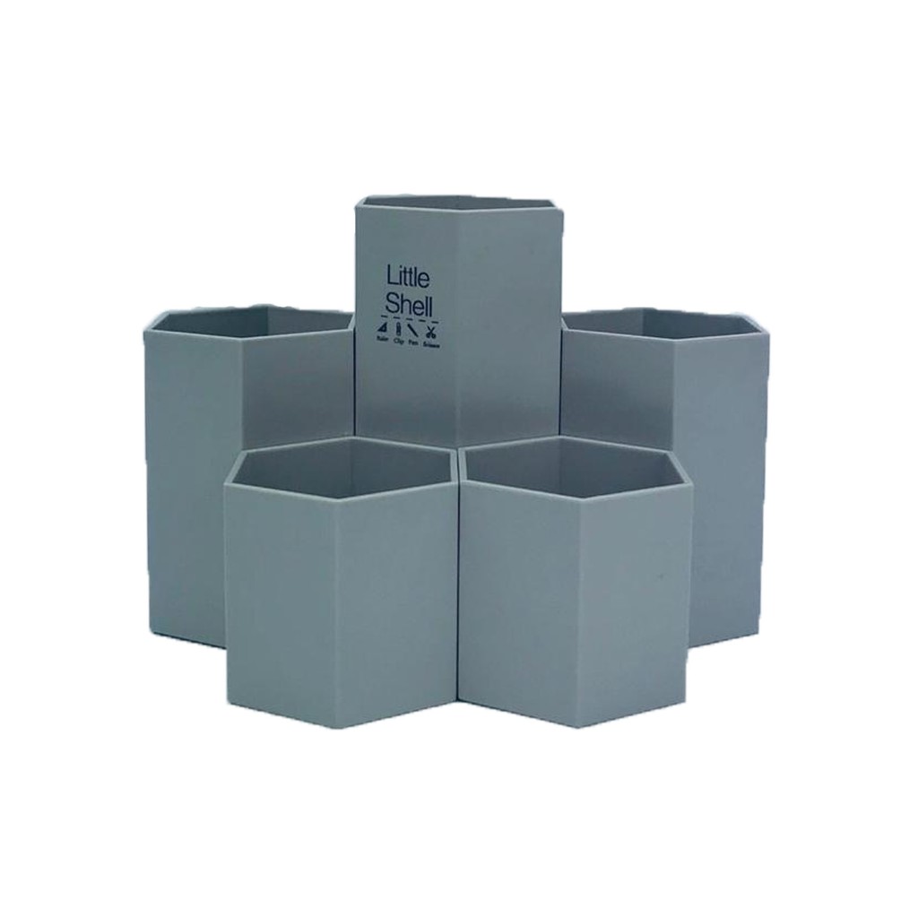 Tempat Alat Tulis Hexagon / 5 Tingkat - Abu