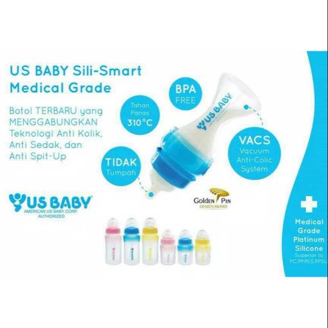 US BABY SILI SMART ANTI COLIC BOTOL SILICONE/BOTOL SUSU