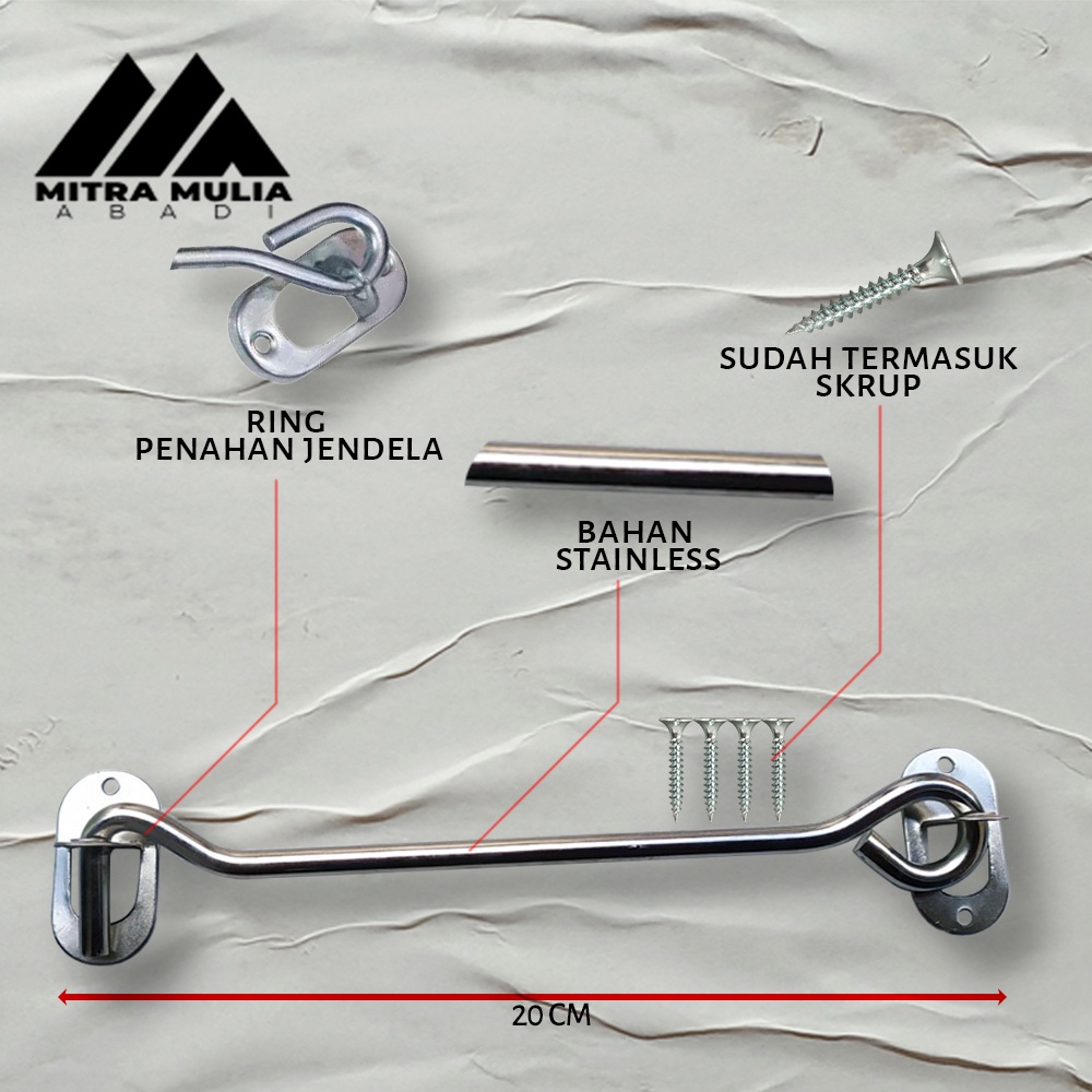 Hak Angin Proyek / Cantolan Penahan Jendela 8 Inci / 20 cm