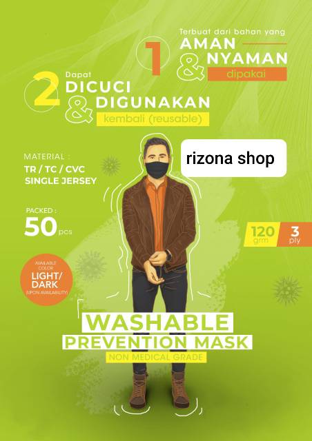 MASKER Kain Katun 3PLY 100% MASKER HIJAB MASKER TALI