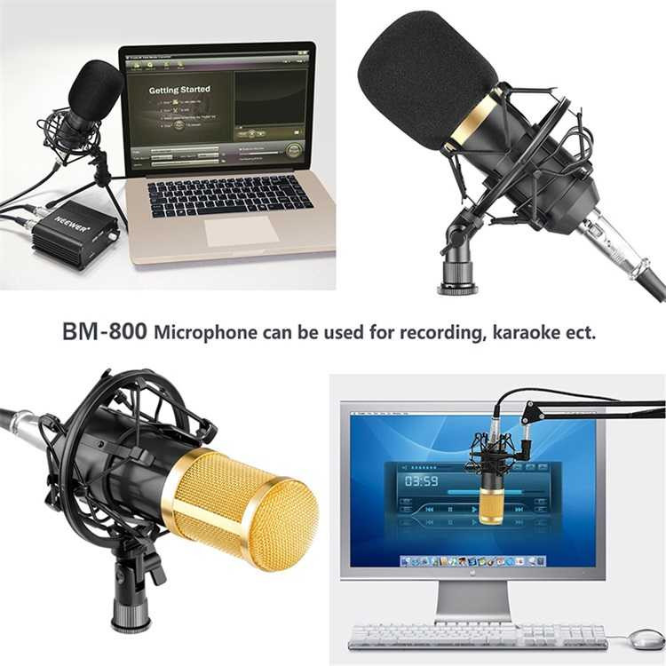 BM 800 Mic Paket Lengkap Set Recording Podcast Phantom Power Pop Filter Microphone Scissor Arm Stand