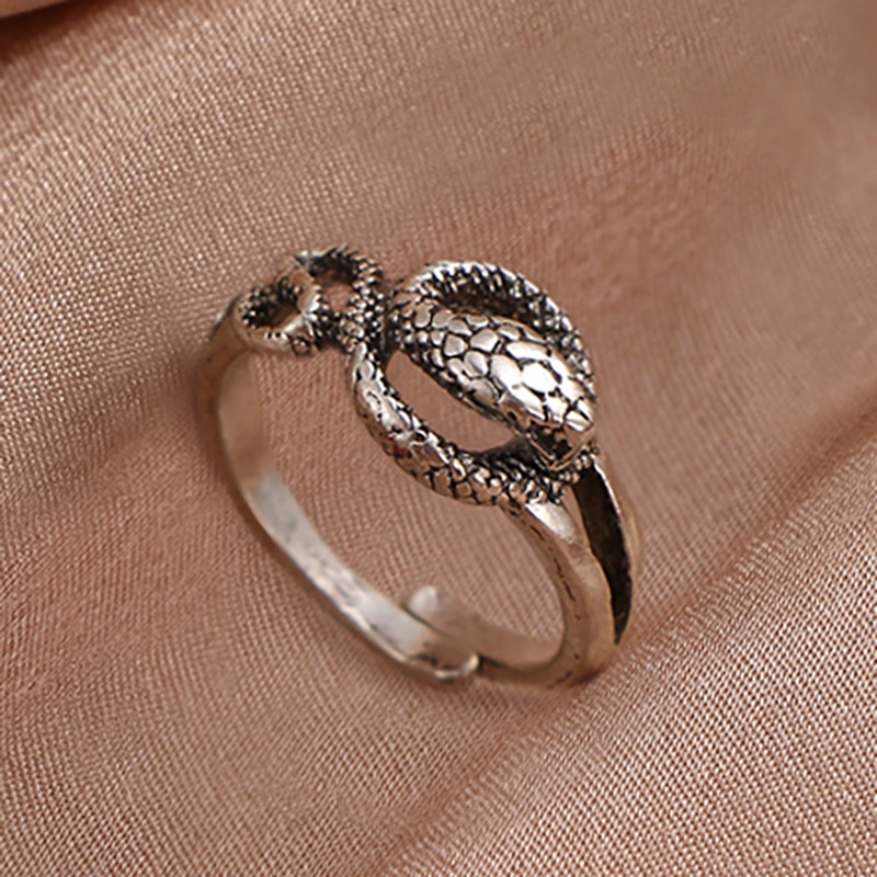 Cincin Model Terbuka Dapat Disesuaikan Bentuk Ular Gaya Retro