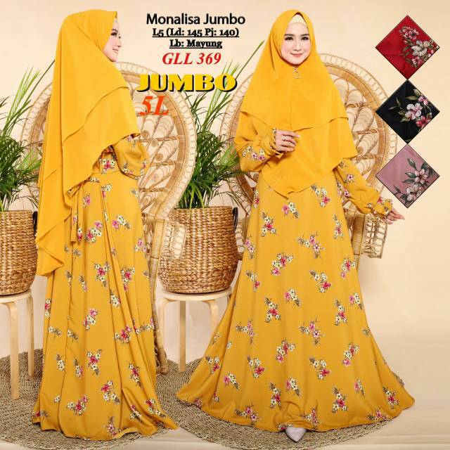Humaira99 Gamis syari Jumbo 5L longdress hijab maxi busui muslimah motif Bunga X416