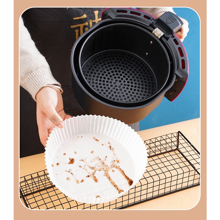 Tatakan Kertas Minyak Air Fryer 25 pcs anti Panas Anti Lengket Sekali Pakai Kertas Minyak Serbaguna Multifungsi