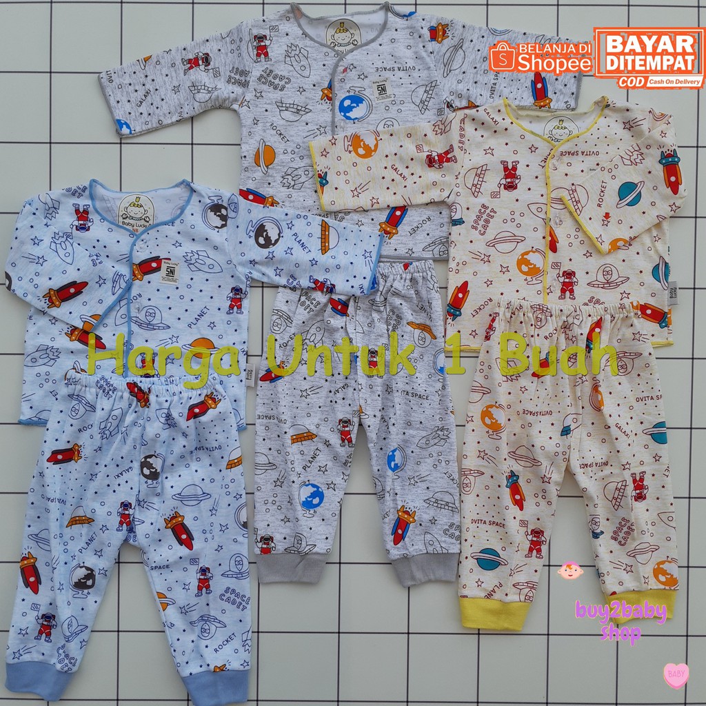 Setelan Piyama Panjang Bayi BABY LUCKY Astronot Series usia Newborn (0-3) Bulan 1 PCS