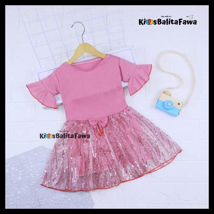 Dress Brokat Laura Uk 1-2 Tahun / Dres Baju Anak Perempuan Motif Gaun