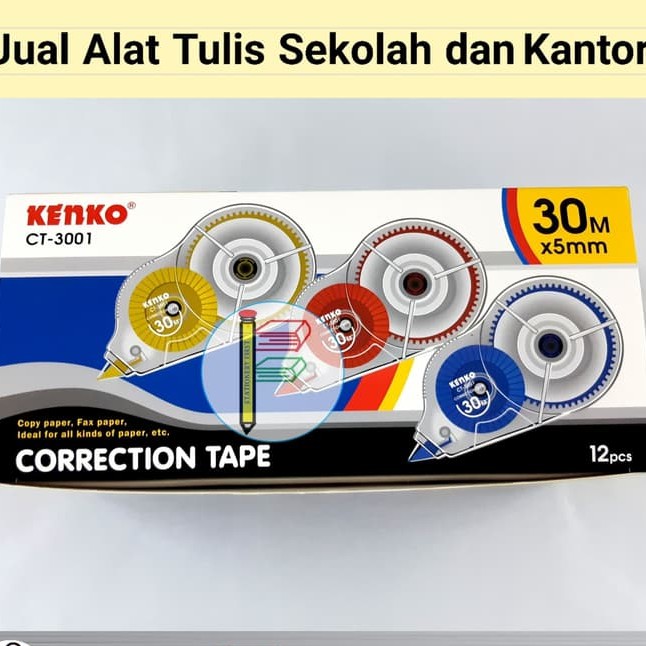 Correstion Tape Tip Ex Tip-X Kertas 30 Meter Kenko CT-3001