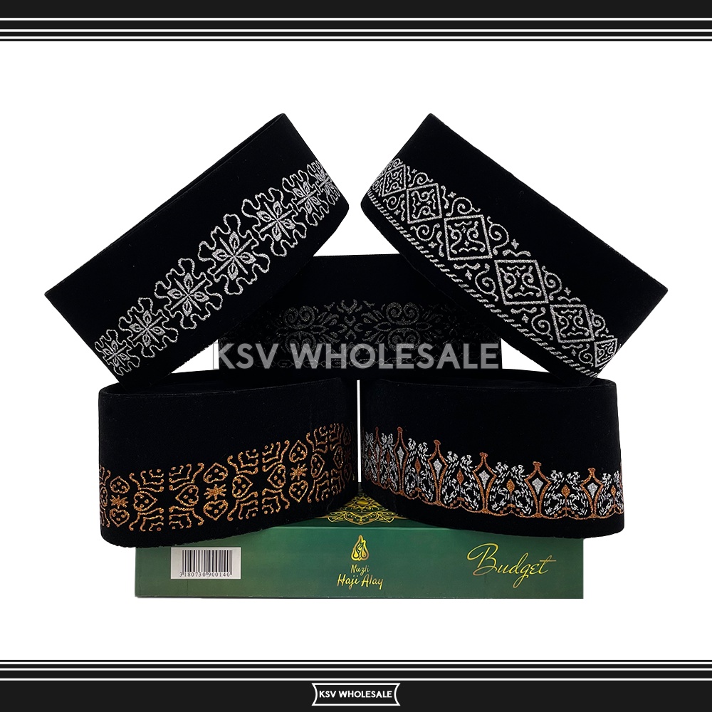 Songko HAJI ALAY GRAFER Sablon AC Tinggi 9 Cm Peci Sholat Hitam Motif Full Bordir Batik Kopiah Shala