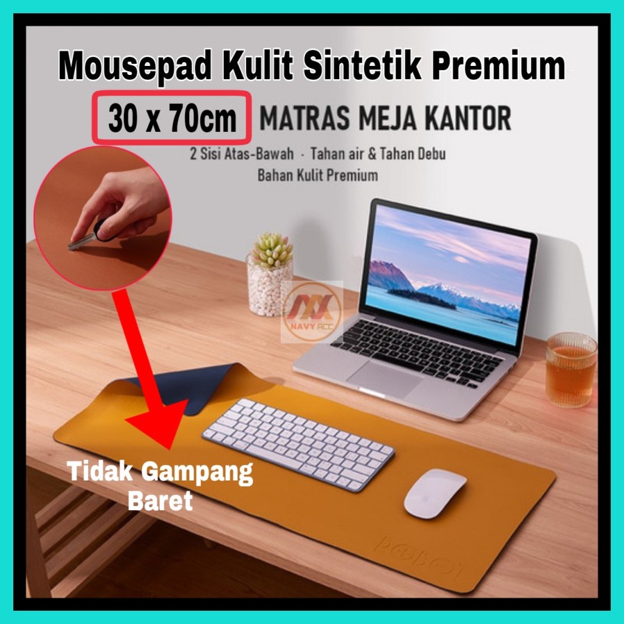 NA - Mousepad Kulit Anti Selip PU Premium 30x70cm Alas Kerja RP06