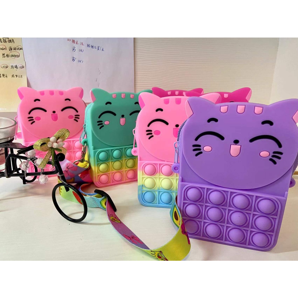 Funatic Tas Selempang Pop It Anak Karakter Cat Model Terbaru Import Fashion Korea FA1034