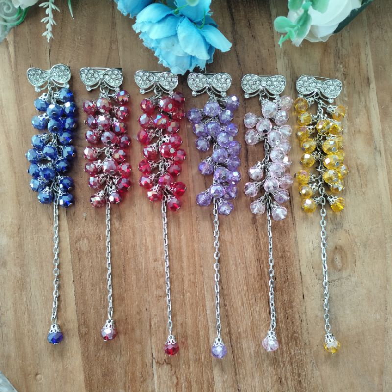 Bros dagu kristal ceko blink cantik / bros dagu panjang / bros hijab syar'i-2