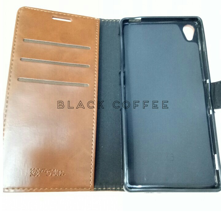 sarung buku kulit xperia z3 LEATHER CASE FASHION xperia