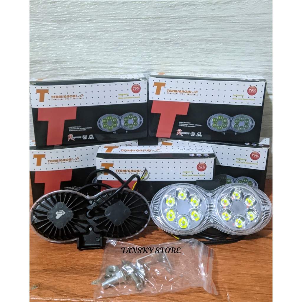 Lampu Tembak Sorot LED 2 Kepala Mobil Motor 3 Warna Super Terang
