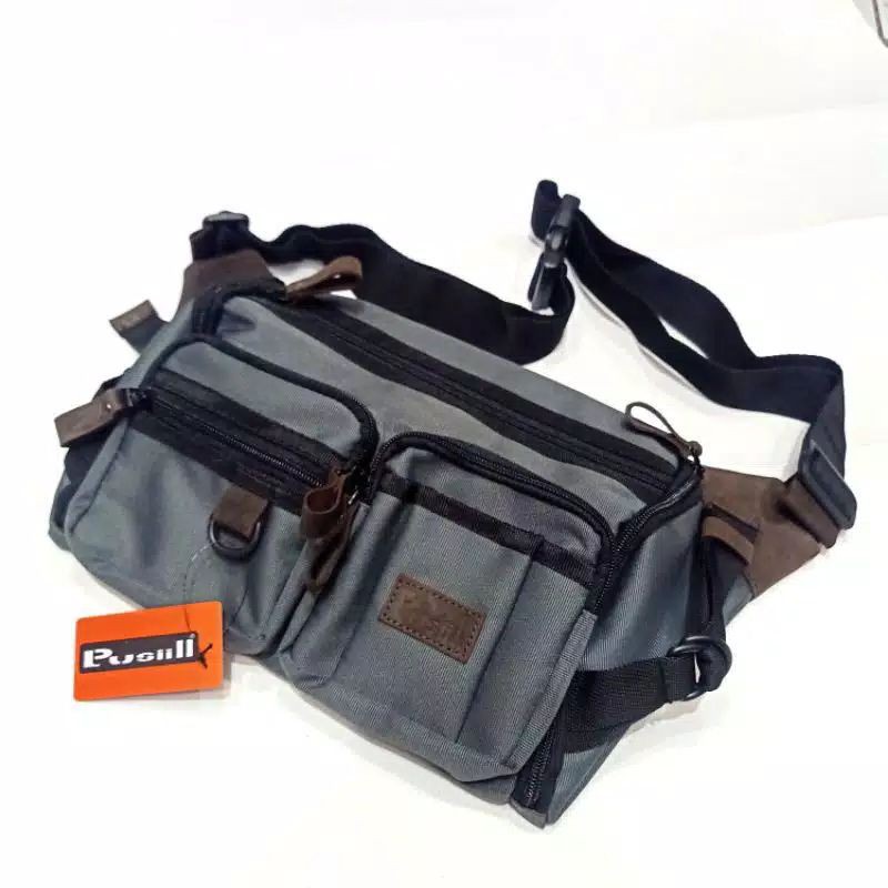 Waistbag Pusiill 0.11/courdura kombinasi kulit asli/waistbag pusiill original