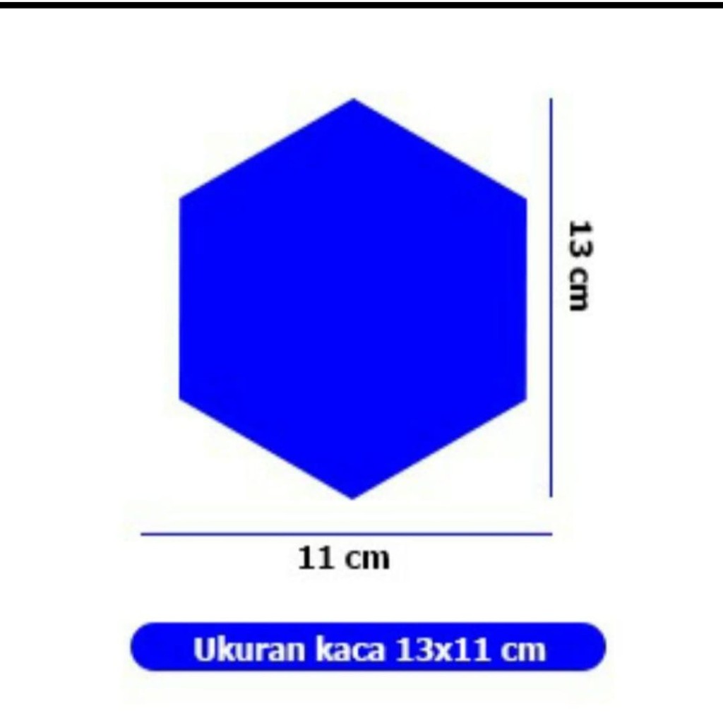Cermin Kaca Hexagonal, cermin dinding, Cermin Aesthetic(ASLI KACA)-13x11 cm
