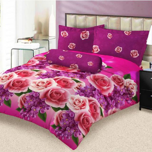 SPREI LADY ROSE 180x200,SELENA WARNA MERAH MOTIF BUNGA