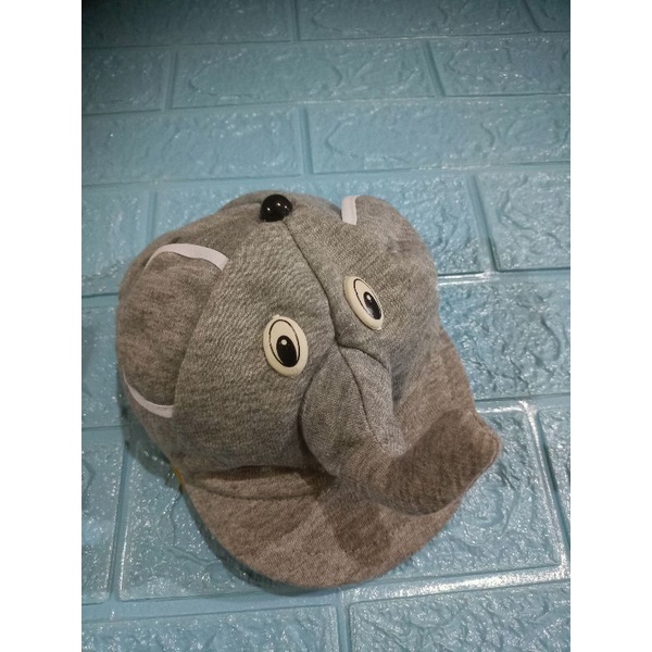 LYSASHOP - Topi Anak Bayi Lucu Motif Kucing/Topi Kupluk Bayi-Gajah Abu