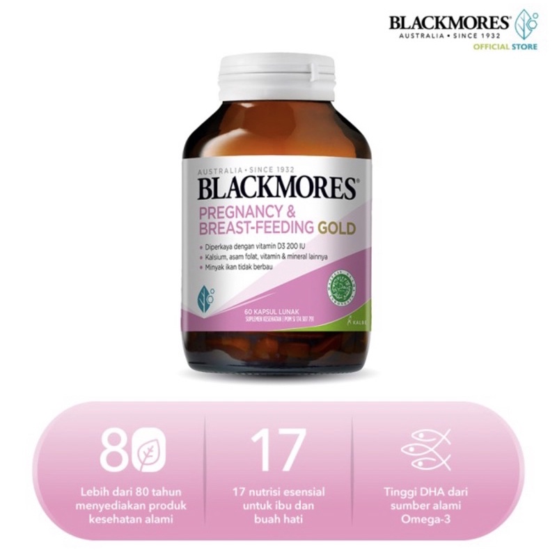 Makassar ! Blackmores Pregnancy &amp; Breastfeeding Gold 60 Caps Exp 10/24