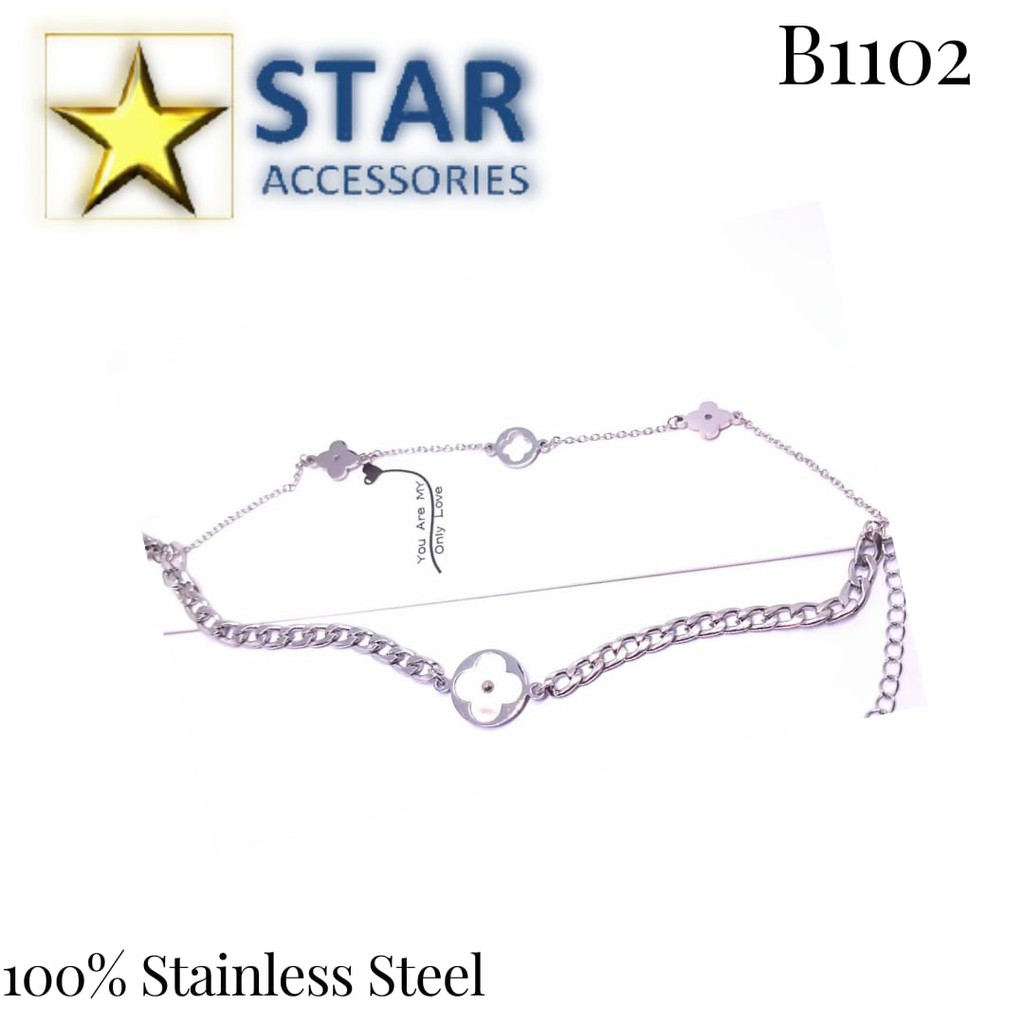 Gelang Titanium Louis Vuitton Silver Double | Gelang Titanium LV Perak Double