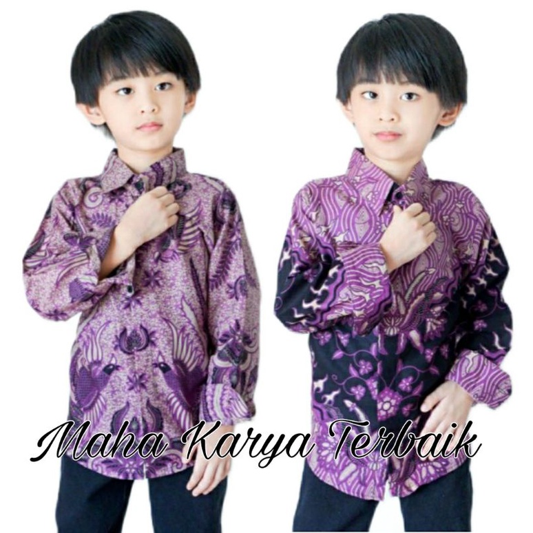 Baju batik anak laki-laki lengan panjang usia 1-13th bisa buat sekolah hari batik KEMEJA BATIK ANAK Batik Ungu Batik Lilac Batik 2022