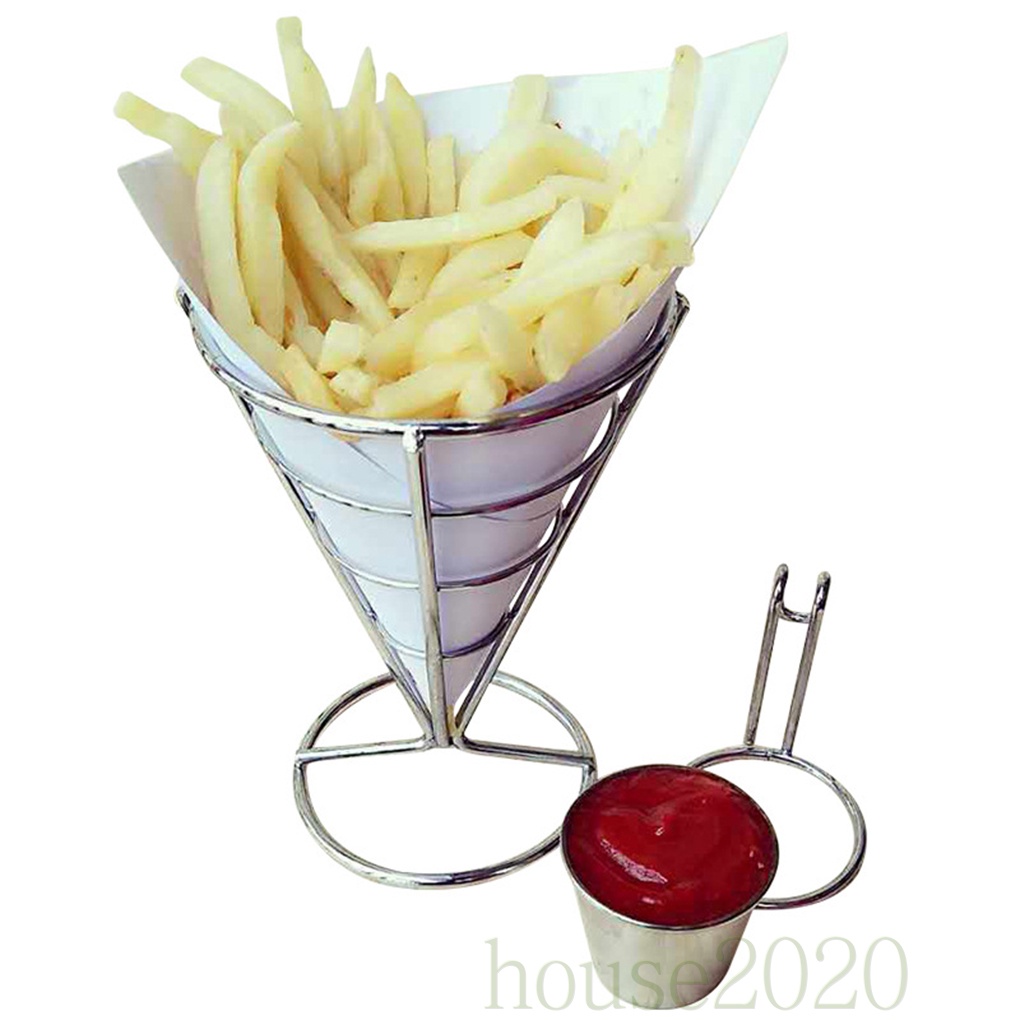 [house2020]One Sauce Stand Cone Fries Holder Popcorn Vegetables Fruit Appetizers French Fry Stand Kitchen Food Container