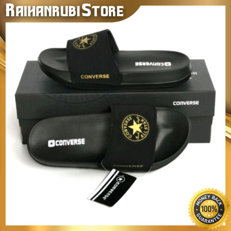 Sandal Selop Converse12 V2 Black Gold Pria Wanita/Sandal Slide Converse12 V2 Black Gold Pria Wanita 