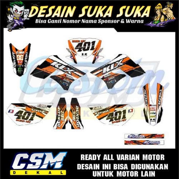 160 DEKAL DECAL MOTOR KLX 150 DTRACKER OLD L S STIKER STICKER STRIPING BODY orange slanc