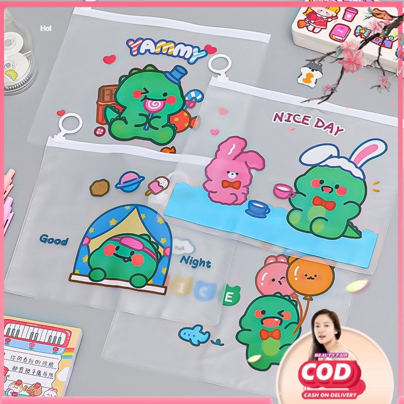 

[BF] ZIPPER BAG ZIPLOCK MOTIF DINO LUCU - STORAGE BAG TEMPAT PENSIL TRANSPARAN