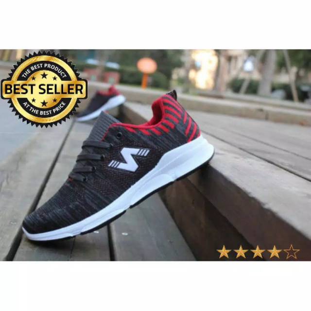 SN HITAM MERAH,SEPATU PRIA SNEAKERS