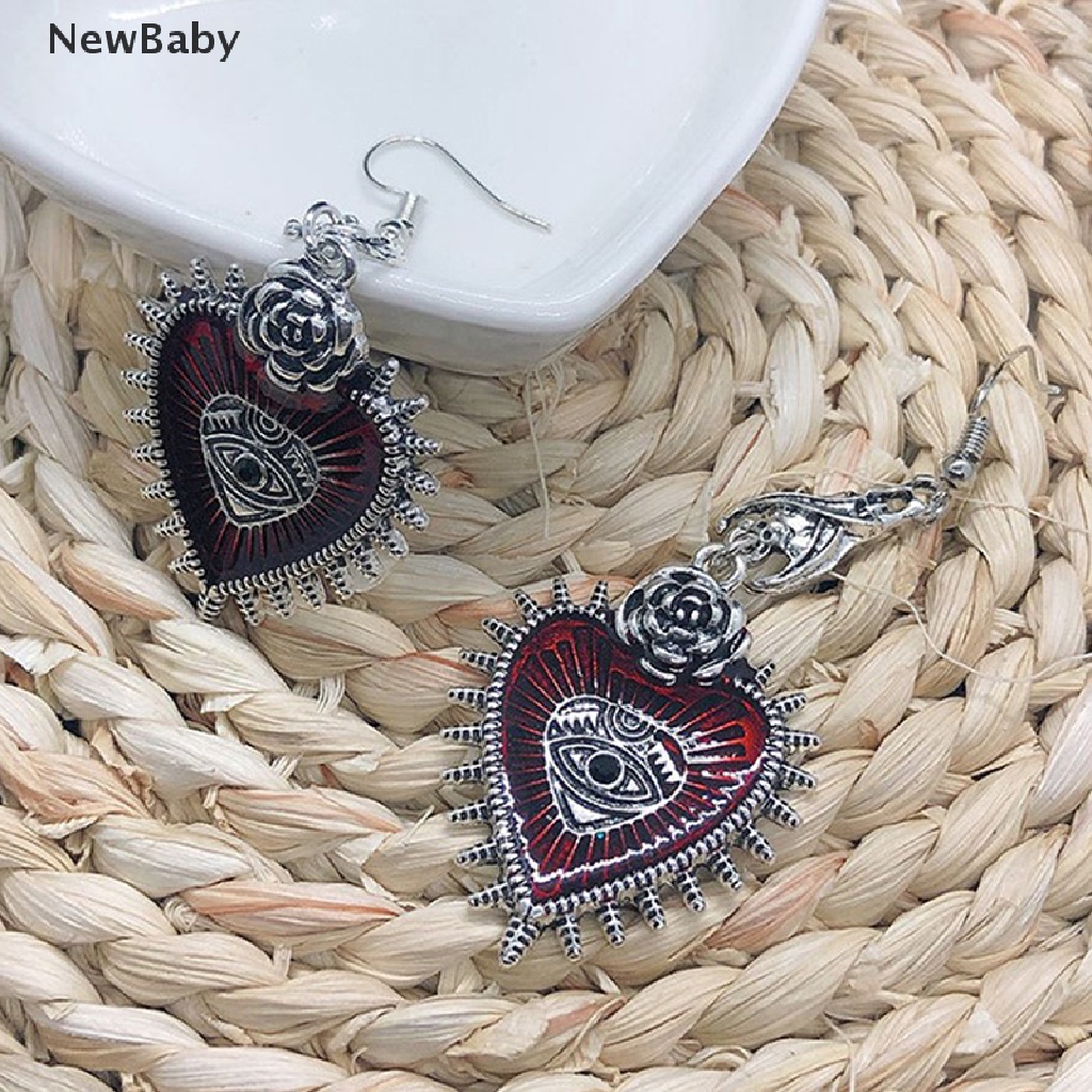 NewBaby Dark Goth Drop Earring Jewelry Blood Rose Heart Oil Bat Gothic Earrings ID