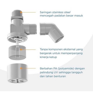 Pelampung Toren Otomatis Vertical 1/2 inch OVV - Keran Air Otomatis Tangki Bak Mandi Penguin Vertikal