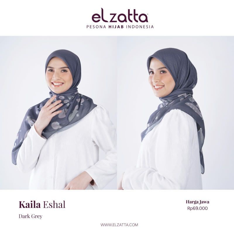 KAILA ESHAL ELZATTA KERUDUNG SEGI EMPAT MOTIF TERBARU ELZATTA 2022