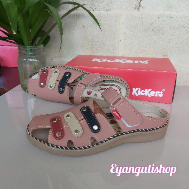 SL.62 Sandal kickers wanita model terbaru 2022 / Sandal Kickers kasual  / Kickers sandal tutong wanita / sandal Kickers kulit / sandal slop Kickers-Salem