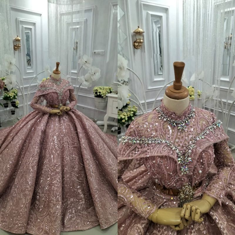 GAUN PENGANTIN MUSLIMAH//GAUN WEDDING BARBIE BELIMBING HARNET PREMIUM //GAUN