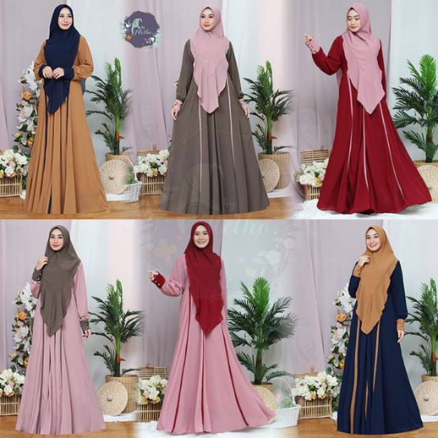 Arafah syari LD ,110cm PB 142cm,Bahan ceruti babydoll  armani 
Resleting depan Khimar ceruti armani