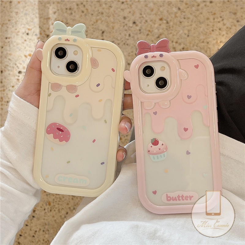 Soft Case TPU Glossy Anti Pecah Desain Es Krim Kue Strawberry Monster Untuk IPhone 13 12 11 14 Pro MAX 6 6S 7 8 Plus XR X XS MAX SE 2020