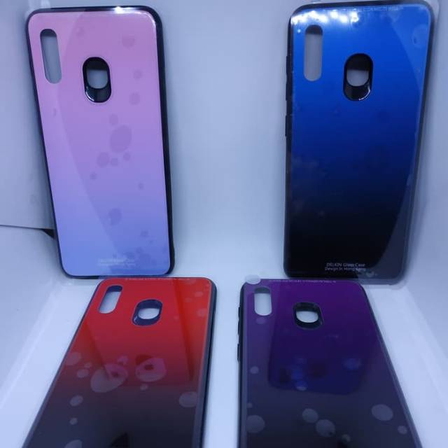 SAMSUNG A20 BACK CASE TEMPERED GLASS HARD CASE GRADIEN CASING GLASS CASE SAMSUNG A 20 A20