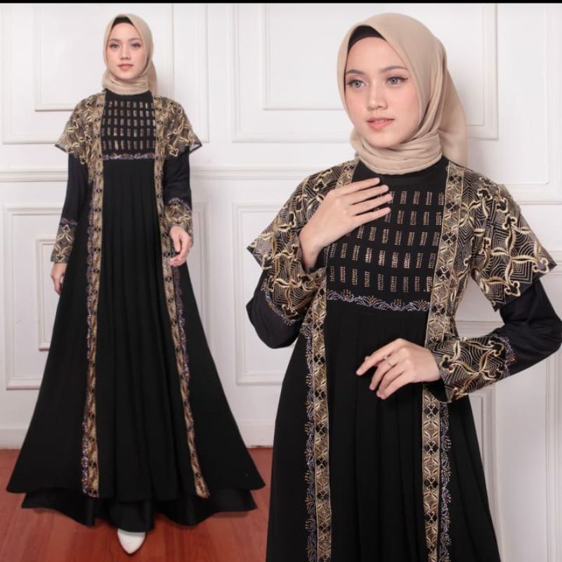 ABAYA GAMIS TURKEY HITAM MEWAH ELEGAN