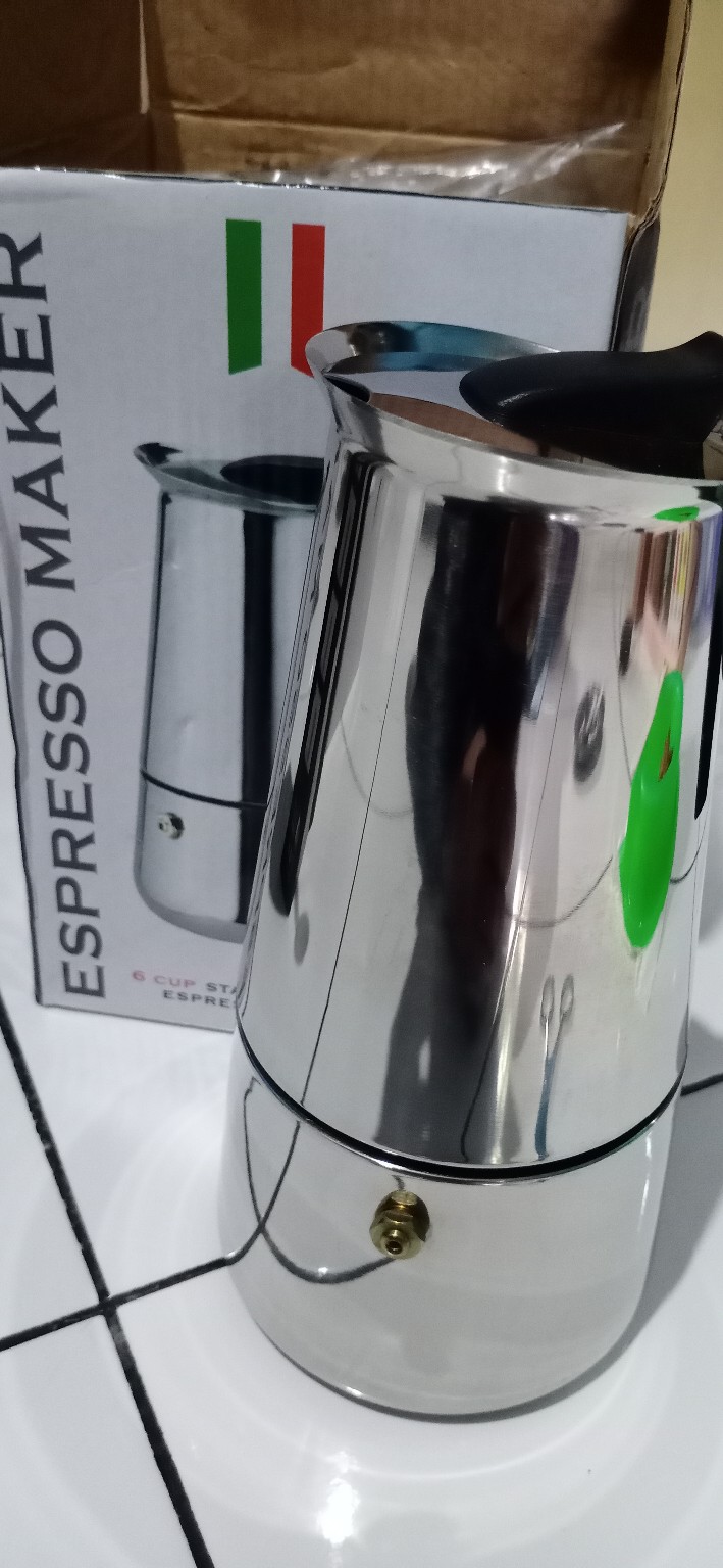 Onetwocups Espresso Coffee Maker Moka Pot Teko Stovetop Filter Stainless Steel - Silver